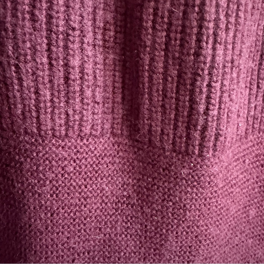 J. Jill Burgundy/Plum Wool Blend Mock Neck Mixed Stitch Sweater‎ Women’s M - Picture 6 of 9
